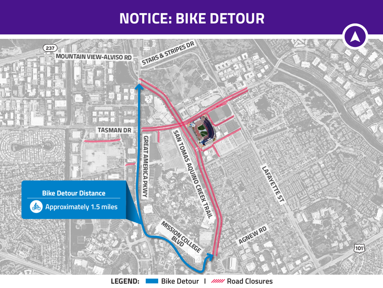 Map of the bike detour