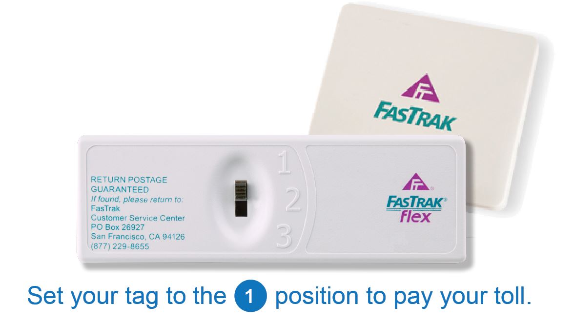 Standard FasTrak toll tag and Flex Tag in 1 position