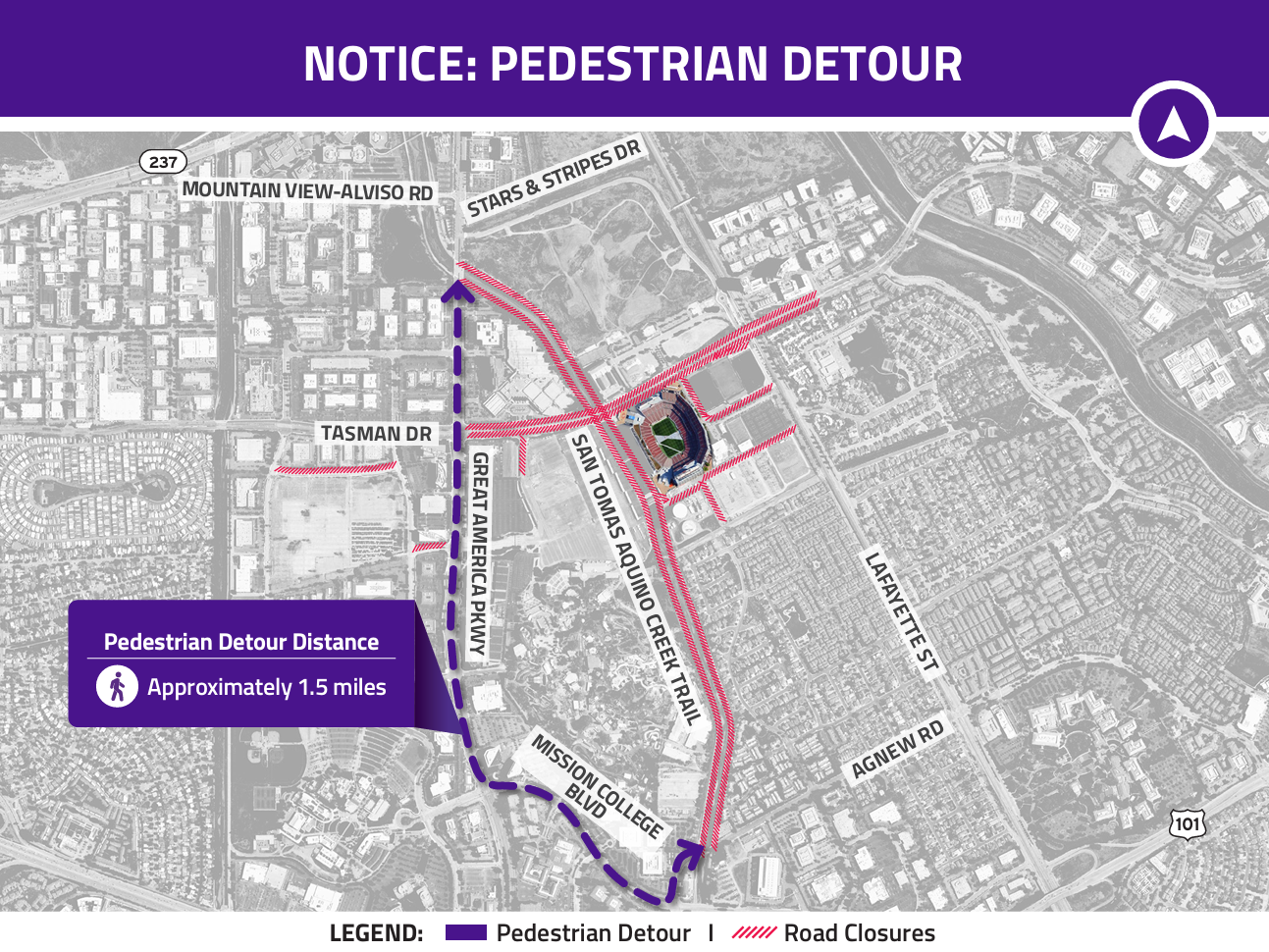 Map of the pedestrian detour