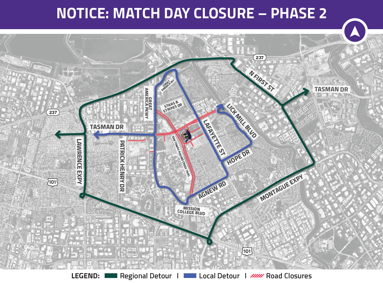 Map of the phase 2 detours