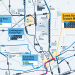 high level view of a map for transit stops around the Santa Rosa Transit Mall