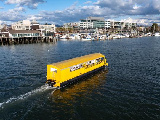 Picture of the water taxi going across the water