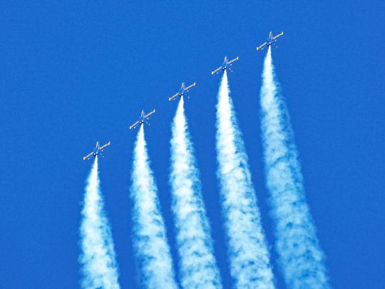 The blue angels flying in formation