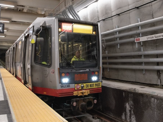 SFMuni Train in the central subway