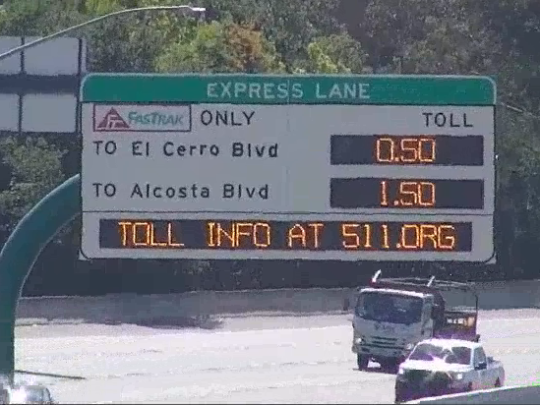 Picture of a VTMS sign asking people to go to 511.org