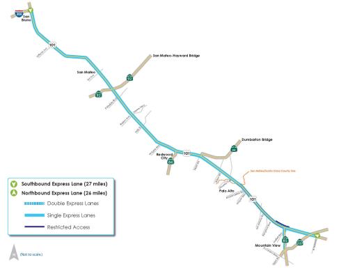 Map of US 101 Express Lanes