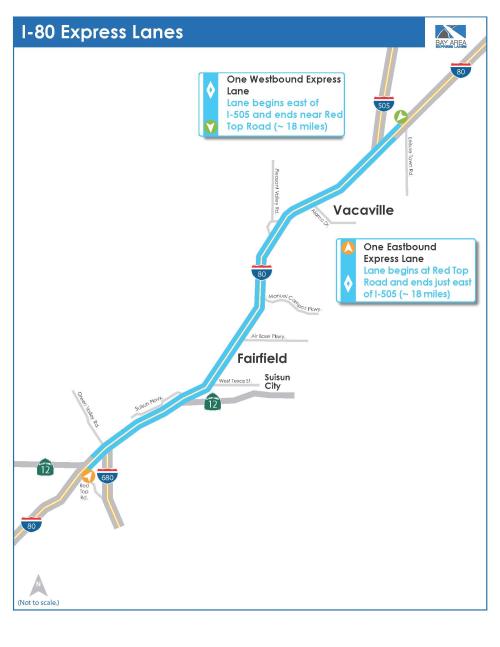 Location of I-80 Express Lanes