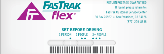 FasTrak Flex Toll Tag Transponder Set to 1 person