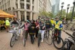 A happy and diverse group of cyclists