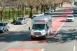 Paratransit vehicle in a city street