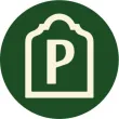 A "P" and a green background