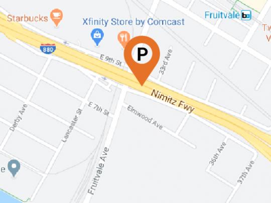 Map showing the intersection of I-880 and Fruitvale Avenue in Oakland