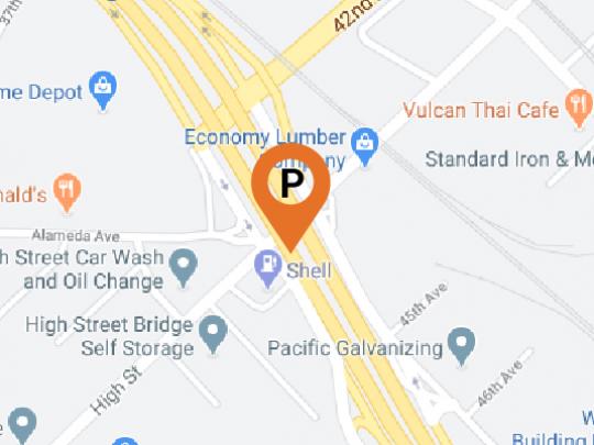 Map showing the intersection of I-880 and High Street in Oakland