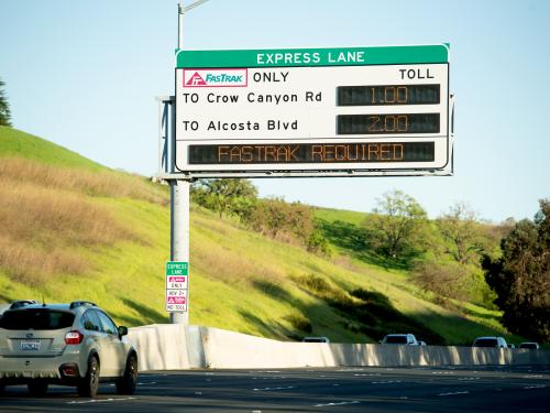 Express Lanes Sign over the Highway