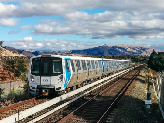 BART car on the tracks